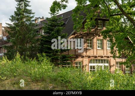 maison à colombages dans la zone de préservation de la nature du lueneburger heide, allemagne Banque D'Images