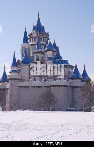 Château sous la neige Banque D'Images