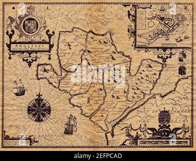 Anciennes cartes - Anglesey. Banque D'Images