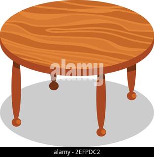 Illustration isolée de table ronde en bois sur fond blanc Illustration de Vecteur