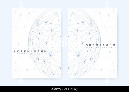 Arrière-plan de la connexion réseau globale. Composition de points et de lignes de la carte du monde. Entreprise internationale. Réseaux sociaux. Modèles de vecteur métier pour couverture a4 Illustration de Vecteur