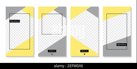 Modèles abstraits pour instagram, reportages sur les réseaux sociaux. Vector arrière-plans verticaux minimaux en jaune et gris Illustration de Vecteur