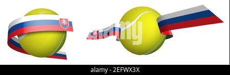 Sports tennis ball en rubans avec les couleurs du drapeau de Slovaquie. Vecteur isolé sur fond blanc Illustration de Vecteur