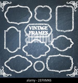 Collection de cadres de tableau noir vintage avec espace pour le texte Illustration de Vecteur