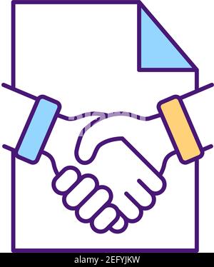 Ensemble d'icônes de couleur RVB de gestion des contrats Illustration de Vecteur