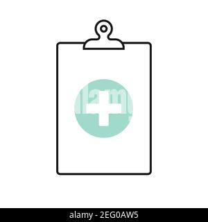 Icône médicale du presse-papiers. Concept de bilan de santé, assurance maladie, histoire médicale. Illustration vectorielle, conception plate Illustration de Vecteur