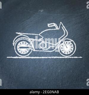 Dessin à la craie vectorielle de la moto sur le tableau noir Illustration de Vecteur