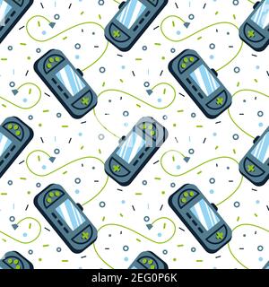 Motif lumineux sans couture avec manettes. Manette de jeu vidéo pour les garçons et les filles. Imprimé pour les textiles et les vêtements de sport Illustration de Vecteur