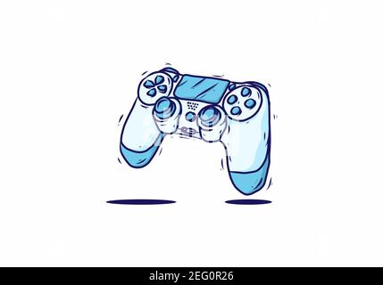 Dessin d'illustration de joystick PS 5 bleu Illustration de Vecteur