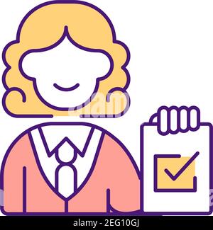 Icône de couleur RVB du contrat de signature Illustration de Vecteur