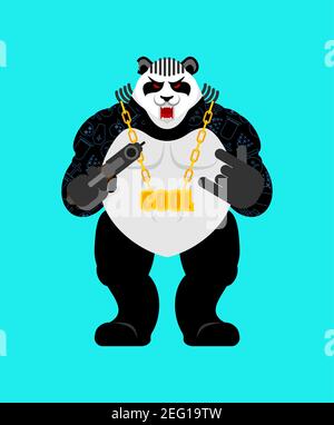 Panda gangster et bandit. Ours frais. GAG gangsta. Animal gars rappeur Illustration de Vecteur