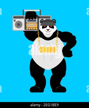 Panda gangster et bandit. Ours frais. GAG gangsta. Animal gars rappeur Illustration de Vecteur