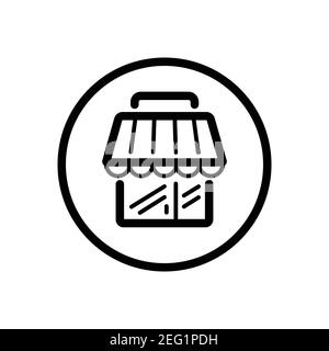 Boutique. Stockage simple. Marché. Icône de contour du commerce dans un cercle. Illustration vectorielle isolée Illustration de Vecteur