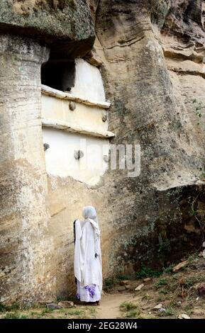 L'église rock-huwn de Medhane Alem Adi Kasho à Tigray, Ethiopie. Banque D'Images