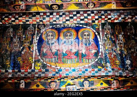 Les peintures murales bien conservées de l'église Abreha et Atsbeha dans la région du Tigray, dans le nord de l'Éthiopie. Banque D'Images