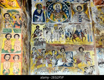 Les peintures murales bien conservées de l'église Abreha et Atsbeha dans la région du Tigray, dans le nord de l'Éthiopie. Banque D'Images