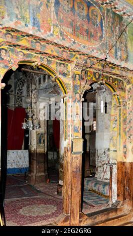 Les peintures murales bien conservées de l'église Abreha et Atsbeha dans la région du Tigray, dans le nord de l'Éthiopie. Banque D'Images