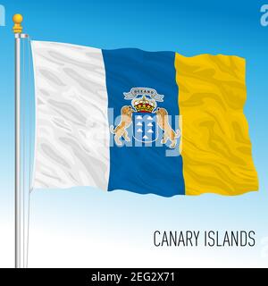 Drapeau régional des îles Canaries, communauté autonome d'Espagne, Union européenne Illustration de Vecteur