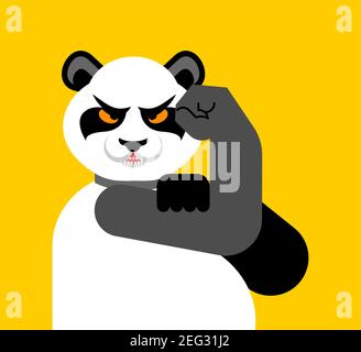 Panda nous pouvons le faire symbole de puissance animal. ours chinois montrant le poing isolé. Illustration vectorielle Illustration de Vecteur