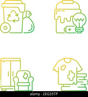 Jeu d'icônes de vecteur linéaire de gradient d'élimination des déchets Illustration de Vecteur