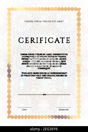 Certificat de luxe gagnant, modèle de conception vertikal, diplôme vierge avec guilloches dans les tons blancs Illustration de Vecteur