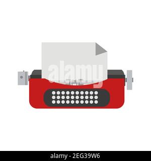 Machine à écrire papier vecteur illustration rétro clavier type équipement icône. Machine à écrire antique éditeur de bureau objet machine à papier. Auteur manuel de la machine Illustration de Vecteur