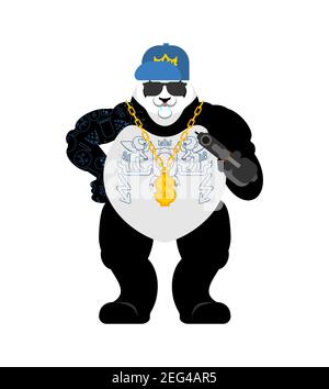 Panda gangster et bandit. Ours frais. GAG gangsta. Animal gars rappeur Illustration de Vecteur