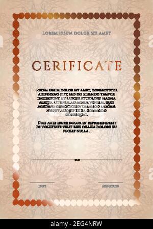 Certificat de luxe gagnant, modèle de conception vertikal, diplôme vierge avec guilloches dans des tons vintage Illustration de Vecteur