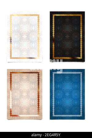 Ensemble de certificat de luxe gagnant différent, modèle de conception vertikal, diplôme vierge avec textplace isolé sur blanc Illustration de Vecteur
