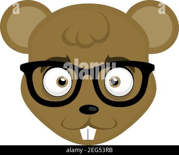 Illustration vectorielle du visage d'une souris avec des lunettes Illustration de Vecteur