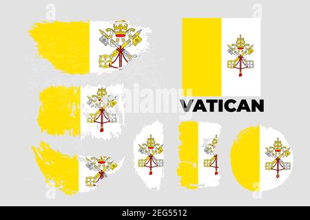 Résumé pinceau peint grunge drapeau de la Cité du Vatican pour journée nationale Illustration de Vecteur