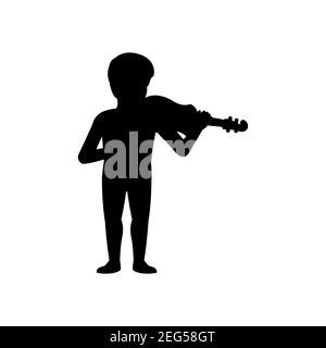 silhouette noire avec arrière-plan blanc isolé pour les garçons violon,illustration vectorielle Illustration de Vecteur