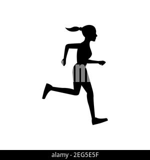 conception de silhouette noire avec arrière-plan blanc isolé de femme en train de courir, vecteur illustration Illustration de Vecteur
