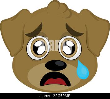Illustration vectorielle du visage d'un chien de dessin animé avec une expression triste Illustration de Vecteur