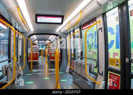 Train léger de Sydney intérieur du train ferroviaire, transport de Sydney, NSW, Australie Banque D'Images