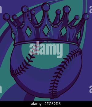 King of baseball concept, une balle de baseball portant un vecteur de couronne d'or Illustration de Vecteur