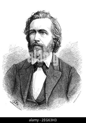 Ernst Heinrich Philipp August Haeckel, 16 février 1834 - 9 août 1919, un médecin allemand, zoologiste, philosophe, rapporteur pour avis, et penseur libre qui, à partir des années 1860, a développé les idées de Charles Darwin en une théorie spéciale de la descente / Ernst Heinrich Philipp August Haeckel, 16. Février 1834 - 9. Août 1919, ein deutscher Mediziner, Zoologe, Philosoph, Zeichner und Freidenker, Der ab den 1860er Jahren die Ideen von Charles Darwin zu einer speziellen Abstammungslehre ausbaute, Historisch, historique, numérique reproduction améliorée d'un original du 19ème siècle / digitale Re Banque D'Images