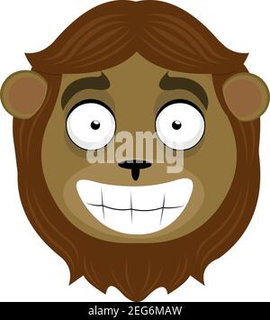 Illustration vectorielle de la tête d'un lion avec une expression heureuse, souriant montrant toutes ses dents Illustration de Vecteur