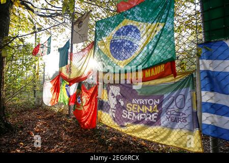 Mémorial pour Ayrton Senna pendant les Émirats de Formule 1 Gran Premio dell'emilia Romagna 2020, Emilia Romagna Grand Prix, du 31 octobre au 1er novembre 2020 sur l'Autodromo Internazionale Enzo e Dino Ferrari, à Imola, Italie - photo DPPI Banque D'Images