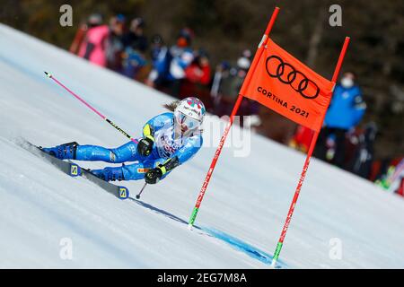 Olympia delle Tofane, Cortina (BL), Italie, 18 Fév 2021, Marta Bassino (ITA) décevant 15e place après la première course en 2021 FIS Championnats du monde DE SKI alpin - Giant Slalom - femmes, course de ski alpin - photo Francesco Scaccianoce / LM crédit: LiveMedia/Alay Live News Banque D'Images