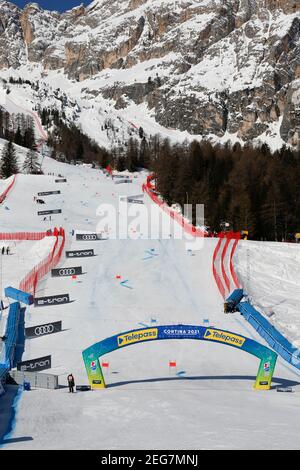 Olympia delle Tofane, Cortina (BL), Italie, 18 février 2021, Olympia delle Tofane vue panoramique pendant 2021 FIS Championnats du monde DE SKI alpin - Giant Slalom - femmes, course de ski alpin - photo Francesco Scaccianoce / LM crédit: LiveMedia/Alay Live News Banque D'Images