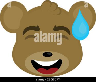 Illustration vectorielle d'émoticône dessin animé de l'émoticône de la tête d'un ours avec une expression de confusion qui fait tomber une goutte de sueur Illustration de Vecteur