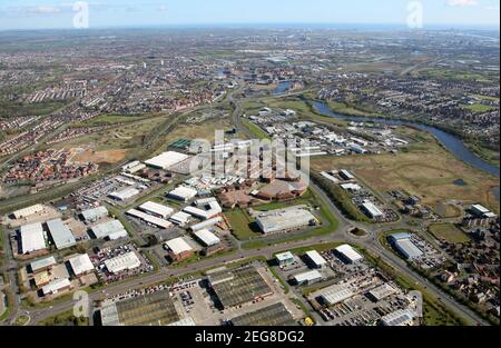 Vue aérienne de Preston Farm Business Park / Preston Farm Industrial Estate, Stockton-on-Tees Banque D'Images