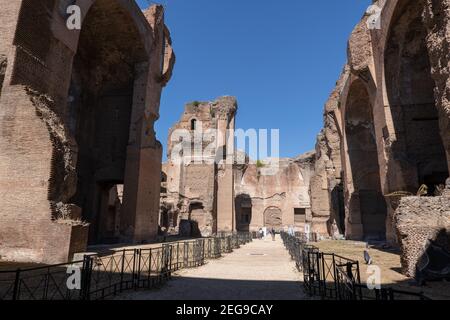 Thermes de Caracalla à Rome, Italie, ruines romaines anciennes, construits entre AD 212 à 216 sous la direction de Caracalla (Marcus Aurelius Antoninus). Banque D'Images