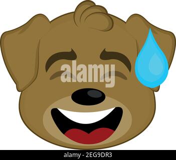 Illustration d'émoticône vectoriel représentant une émoticône de la tête d'un chien avec une expression de confusion qui fait tomber une goutte de sueur Illustration de Vecteur