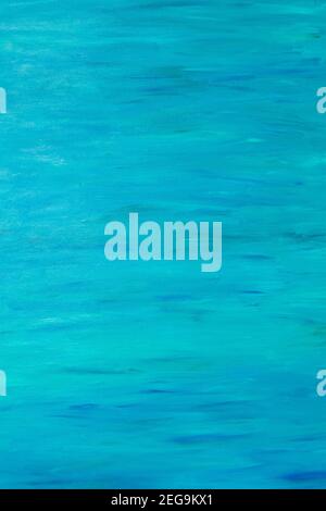 Arrière-plan abstrait peint en acrylique avec lignes. Gros plan de peinture acrylique sur toile avec traits de pinceau et mélange de turquoise et de bleu Banque D'Images