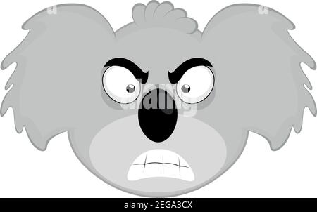 Vecteur émoticône illustration caricature de la tête d'un koala avec une expression en colère, accrochant ses dents Illustration de Vecteur