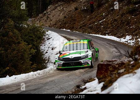 22 Marco BULACIA (BOL), Marcelo OHANNESIAN (ARG), TOKSPORT WRT SKODA Fabia Evo, RC2 Cogn2, action pendant le Championnat du monde de voitures de rallye WRC 2021, Monte Carlo Rally du 20 au 24 janvier 2021 à Monaco - photo Grégory Lénormand / DPPI Banque D'Images