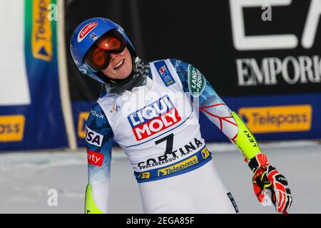 Cortina (BL, Italie. 18 février 2021. Cortina (BL), Italie, Olympia delle Tofane, 18 février 2021, Mikaela SHIFFRIN (Etats-Unis) lors des Championnats du monde DE SKI alpin 2021 FIS - Slalom géant - femmes - course de ski alpin crédit: Luca Tedeschi/LPS/ZUMA Wire/Alay Live News Banque D'Images