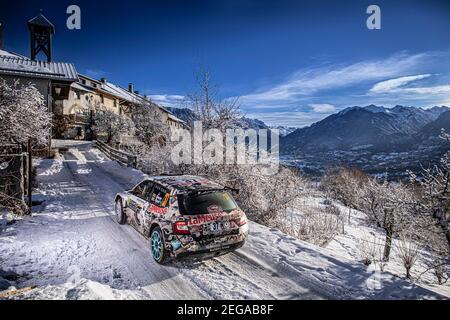 37 Cédric CHERAIN (bel), Stephane PRÉVOT (bel), SKODA Fabia, RC2 Cole2, action pendant le Championnat du monde de voitures de rallye WRC 2021, Monte Carlo rallye du 20 au 24 janvier 2021 à Monaco - photo François Flamand / DPPI Banque D'Images